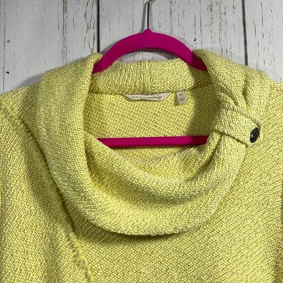 Soft Surroundings Yellow Cowl Neck Button Hem Knit Sweater Tunic Cozy Fall Layer - Picture 8 of 15
